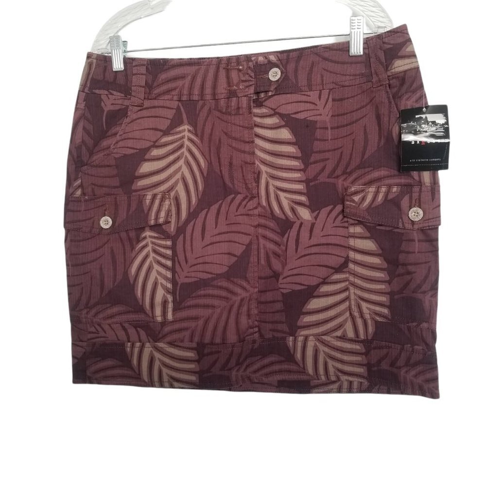Axcess by Liz Claiborne Burgundy Tropical Print Cargo Mini Skirt Size 12…